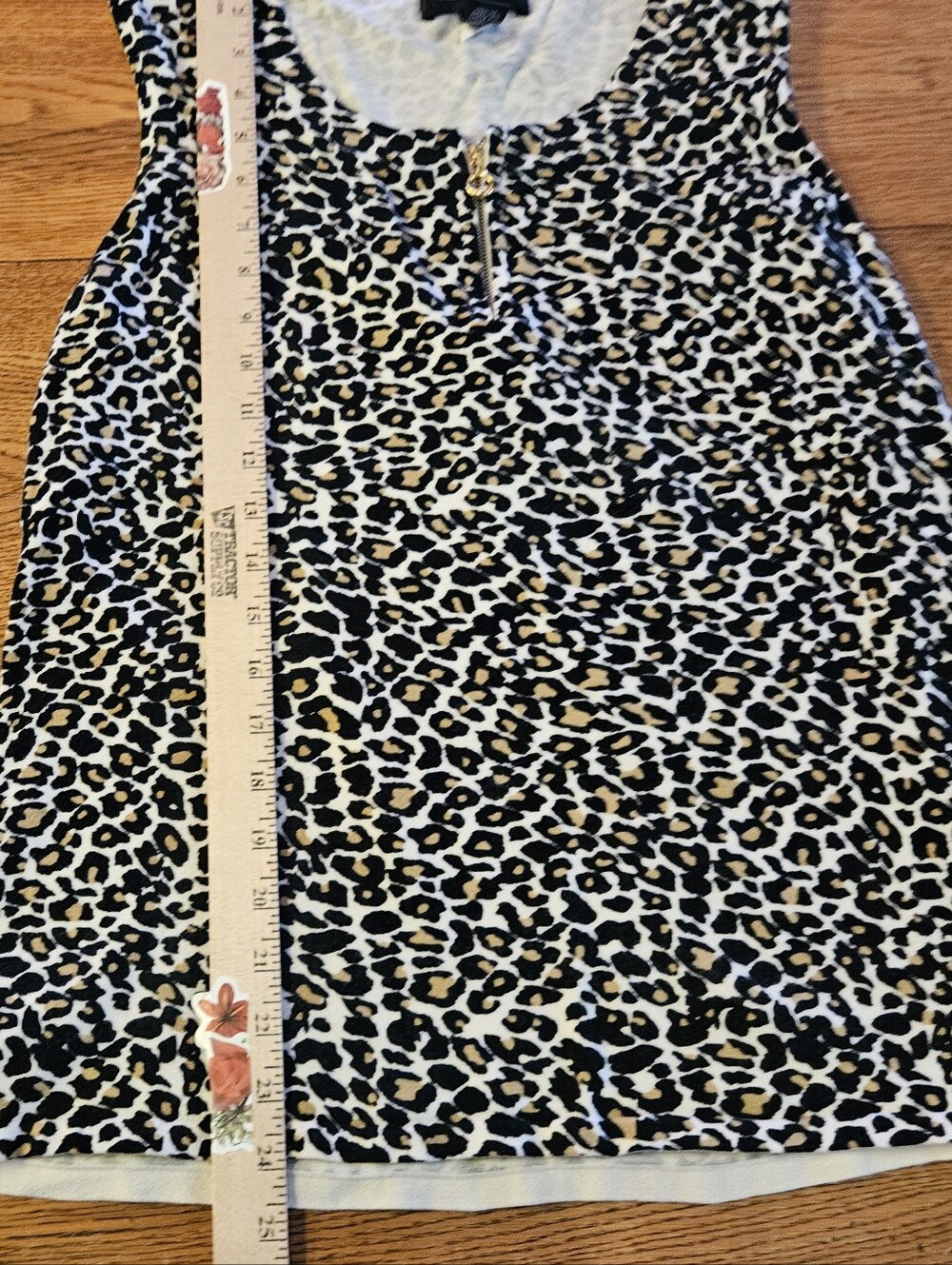 Cable Gauge Animal Leopard Print Sleeveless Top Tank XL Gold Quarter Zip - Picture 4 of 7